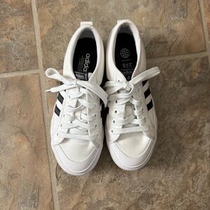 Adidas Classic White Sneakers with Black Stripes